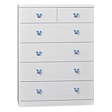 アルファタカバ ディズニー家具シリーズ セレクトミッキー 80cm幅5段ホワイト 取っ手北欧アクアブルー