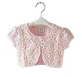 WIN ガールズ女の子 ボレロ カーディガン　半袖 子供 女の子 用　ホワイト ピンク 薄手 柔らか カーデ 女の子 フォーマルキッズ フォーマル ドレス 可愛い発表会 入園式 結婚式 パーティー (