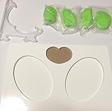 ベビー フォトフレーム 手形 足形 写真立て 赤ちゃん プレゼント 出産祝い (タイプ2, グリーン)