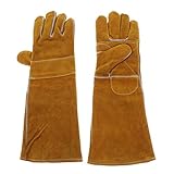 P Prettyia 牛革製　保護手袋　ヘビ　トカゲ　扱う　咬合防止手袋　超長尺デザイン　超耐摩耗層　　　　