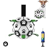 Healthman ストラップ付き犬用おもちゃボール、インタラクティブな犬用おもちゃ、水、庭、屋外用の楽しい犬用フットボール (Small)