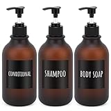 Segbeauty シャンプーボトル ディスペンサー 茶色 3本セット 500ml 大容量 ブラック 丸形 漏れ防止 詰め替えボトル おしゃれ 浴室 洗面所 消毒液 洗濯洗剤 化粧水 アルコール
