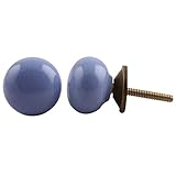 IndianShelfのセット2ハンドメイドセラミックスレートブルー小さなドアノブ引き出しハンドルドレッサーPulls 10 Knobs of 1.1" SCFK-10-2-10