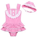 (アイム)iiniim　ベビー　ガールズ　連体　水着　キッズ　子供　ワンピースタイプ　レース　スイムウェア　スイムスーツ　キャップ付　1-6歳適用 ピンク 6