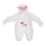 赤ちゃん・ベビー用 ことりのデザイン 冬用あったか フード付 スノースーツ ロンパース オールインワン つなぎ カバーオール (新生児) (ホワイト)