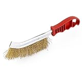 uxcell ワイヤーブラシ　ハンディーブラシ　真鍮ブラシ　取っ手付き　前曲り　真鍮ワイヤー　25cm長