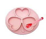 Raymoon ベビー用品　食器　お食事マット 一体式　ランチョンマット ランチプレート シリコン 離乳食 ベビー食器 キッズ 防水　滑り止め　可愛い　出産祝い　贈り物　感温スプーン付き　ピンク