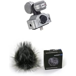 ZOOM MSステレオマイクロフォン iPhone / iPad 用 iQ7 ヘアリーウィンドスクリーンセット