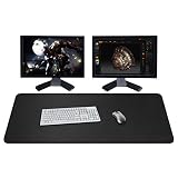 ZORESYN XXL 大型マウスパッド(110 x 50cm)-PUレザー拡張大型ゲーミングマウスパッドデスクパッド-滑り止めベースと防水デスクトップキーボード拡張マウスパッド(ブラック, XXL)