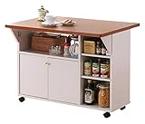 安心国産 両バタワゴン車 ホワイト カウンターワゴン/カウンターデスク 収納力抜群 コンパクト移動可能