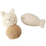 オーガニック綿50gと糸付き 子猫のガラガラとお魚のニギニギ手作りキット 出産祝い ラトル 赤ちゃんのおもちゃ ねこ ファーストトイ