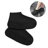 [GHeart] シューズカバー 防水 靴カバー 携帯ブーツ 雨 雪 泥除け レインブーツ 靴 レインカバーお手梅雨対策 入れ簡単 軽量滑らない シリコンシューカバー 自転車 登山 通勤通学 レインシューズ 男女兼用 ブラック (M)