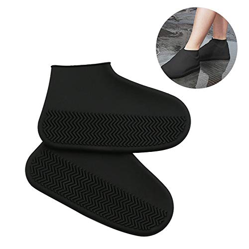 [GHeart] シューズカバー 防水 靴カバー 携帯ブーツ 雨 雪 泥除け レインブーツ 靴 レインカバーお手梅雨対策 入れ簡単 軽量滑らない シリコンシューカバー 自転車 登山 通勤通学 レインシューズ 男女兼用 ブラック (M)