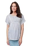 RIPE maternity カルメンプリントチュニックナーシングマタニティトップ サイズS ブルー/ホワイト S6024 授乳対応