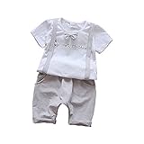 ベイビー服 Ｔシャツ Pojour 男女兼用　夏子供Ｔシャツ＋パンツ 男の子可愛い2セット 綿 子供ギフト 通気 グレー 80cm