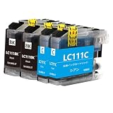 Brother用互換インクカートリッジLC111BKブラック*2 LC111Cシアン*2計4本セットブラザープリンター対応汎用インクタンク対応機種:DCP-J957N J757N J557N J877N MFC-J987DN J897DN J827DN J727D J952N J752N J552N J980DN J890DN J820DN J720D等