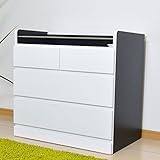 チェスト タンス 幅80 3段 完成品 木製 ツートンカラー ローチェスト 収納家具 AYU-3-323 (ブラック)