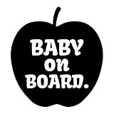リンゴ baby on board カッティング ステッカー ブラック 黒