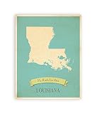 My Roots Louisiana Personalized壁マップ、Kid 's Louisianaマップ壁アート、子供のルイジアナビンテージ状態マップ、La壁アート印刷、保育園インテリア、保育園