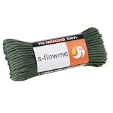 スフローム(s-flowme) パラコード 7芯 4mm x 30m 耐荷重 250kg クラフト テントロープ アクセサリー ブレスレッド アウトドア キャンプ テント タープ 用固定用紐 ガイロープ ロープ A02 ダークグリーン