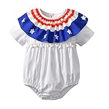 ALLAIBB ベビー服 夏 男女兼用 半袖 ロンパース カバーオール 丸首 前開き アメリカン風 スター プレゼント size 100 (ホワイト)