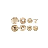 WUTA ジャンパーホック シルバーメタルボタン 10セット バネホック レザークラフト 工具（15mm;ライトゴールド）