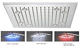 16 Inch Ceiling Mount Square Rainfall LED Shower Head, Stainless Steel ((Without Shower Arm) by Casc