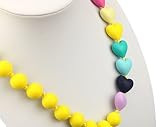 Deeyee Rainbow Heart Baby Teething Nursing Necklace Jewelry - BPA Free and FDA Approved - Yellow by 