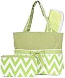 Ever Moda Green Chevron Quilted Diaper Bag with Change Pad by Ever Moda