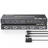 USB 3.0 KVM スイッチ HDMI 4 PC 4K@60Hz EDID 付き 4入力1出力、キーボード、マウス、プリンター、コントローラー用の4つのUSB 3.0ポート、USB3.0ケーブル、HDMIケーブル付属