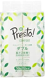 [Amazonブランド]Presto! Comfort トイレットペーパー 長さ2倍巻50m x 12ロール ダブル (12ロールで24ロール分)