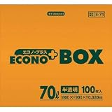 日本サニパック:サニパック E-74エコノプラスBOX70L半透明 100枚 E-74-HCL 型式:E-74-HCL（1セット:100枚入）