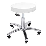 低反発 スツール DX 高さ43～55cm ホワイト [ エステスツール キャスター付き 昇降式 オフィスチェア 丸椅子 スツール イス 椅子 チェア ]