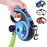 [FRENCH FRENCH]犬 リード 8メートル テープ型 伸縮リード ロングリード テープ型ライト付き 太い紐 怪我防止 巻き取り式 ドッグリード 犬用リード 長さ8M 自動巻き 小型犬 中型犬 大型犬 マナー袋 ウンチ袋付き 超便利 KM747G (ブルー)