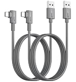 SUNGUY USB Type-C L字ケーブル 1m 【2本組】最大18W急速充電 Type-C対応 USB2.0データ転送 iPad Pro/Galaxy/Xperia/Google対応 グレー