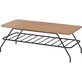 インテリア 家具 便利 おしゃれ コーヒーテーブル スチール/ゼブラウッド 棚収納付き 木目調 END-001