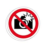 フラッシュ撮影禁止 高耐候性ステッカー 円形 90X90mm ２枚組