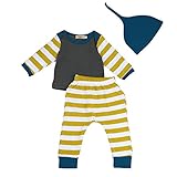 Tovadoo 子供服 ベビー服 男の子 トップス+ズボン+帽子 セットアップ 長袖 秋冬 縞模様 可愛い ファッション パジャマ 保育園 旅行