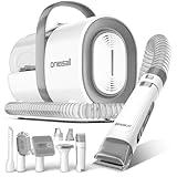 【ブラシと掃除機一体型】Oneisall 犬 バリカン 吸引式 7 in 1 多機能 犬 猫美容器/ペット用掃除機 付きブラシ/ペットグルーミングセット/電動バリカン/犬 猫用品/抜け毛対策（grey）