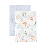 Hudson Baby Muslin Swaddle Blankets, Blue Balloons by Hudson Baby