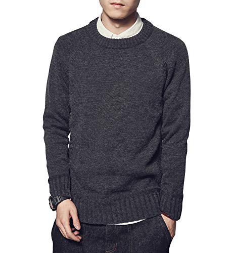 ハバー Habor ニット セーター メンズ カットソー 長袖 丸首 綿 大きいサイズ カジュアル クルーネック 防寒 ストリート 無地 修身 ウェア シューズ