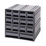 Quantum QIC-12123RD Interlocking Gray Storage Cabinet with 14 Red Drawers, 11.38-Inch by 11-3/4-Inch