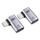 Cable Matters 2個パック 40Gbps フラットライトアングル USB Cアダプター 240W PD(90度USB Cアダプター) ブラック - Thunderbolt 4 USB4 Thunderbolt 3ポート iPad Pro、iPhone 15、Steam Deck対応