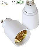 (Pack of 5) Yi Lighting GU10 to E26/E27 Adapter - GU10 Bayonet Base to E26/E27 Edison Screw Bulb Soc