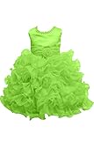 (アイビードレシング) Ivydressing 子供ドレス パーティードレス ウェディング フラワーガールドレス ジュニアドレス 披露宴 発表会 演奏会 ガールズ 多色 ラウンドネック-110-蛍光緑