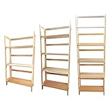 天然パイン材 すきま 収納 本棚 棚 シェルフ フォールディングシェルフ オープンラック 幅53cm はば53 おしゃれ 壁 くみたて不要 教科書 (3段4段5段×各1セット, ナチュラル)
