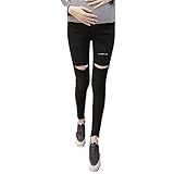 Zhhlinyuan Pregnant Women マタニティ Fashion Holes Pencil Pants Pregnancy Trousers High Waist