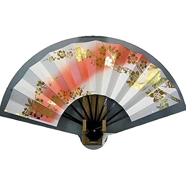 Amazon | [扇亘] A1017 舞扇子 金箔桜水流 紫天ぼかしシルバー地
