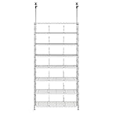 メタルラック オフィス収納 オフィスストレージシリーズ テンション(つっぱり)ラック 8段 幅93×奥行34×高さ220~280cm ルミナスパーツ互換品 ポール径19mm OSR90-8T