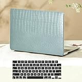 MonsDirectケース MacBook Pro 13インチ 2025-2016年リリース M2 M1 A2338 A2251 A2289 A2159 A1989 A1708 A1706に対応 クロコダイルプリント ワニ皮 PUレザー ハードシェルケース&キーボードカバー、グリーン